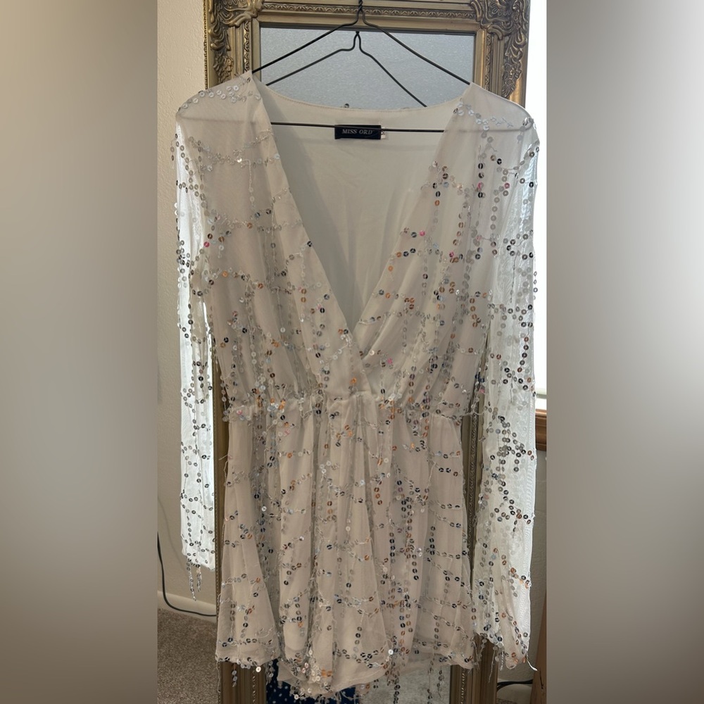 White Sequin Romper